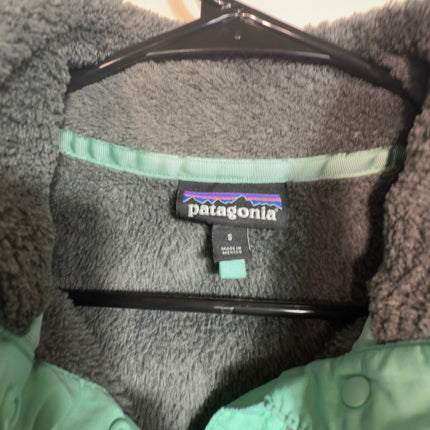 Patagonia Womens Gray Snap-T Fleece Pullover Top Turquoise Trim Size S