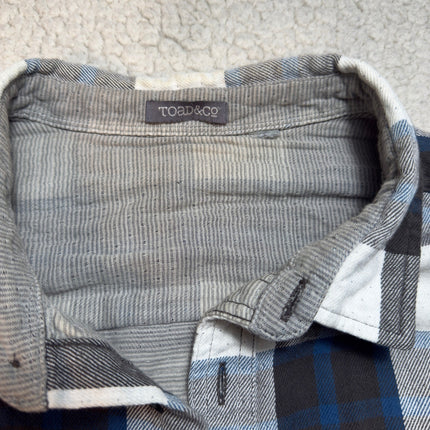 Toad & Co Organic Cotton Mens Plaid Flannel Shirt Button Up Long Sleeve L
