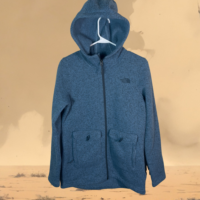 PreLoved The North Face Womens Small Full Zip Fleece Hoodie Jacket Blue Pockets