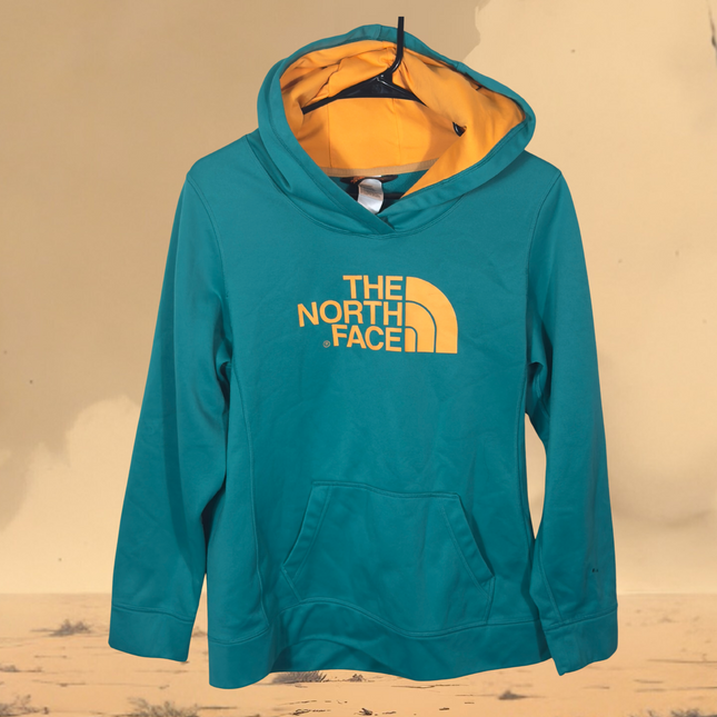 PreLoved The North Face Womens Pullover Hoodie Teal Orange L/G Sweatshirt FLAW