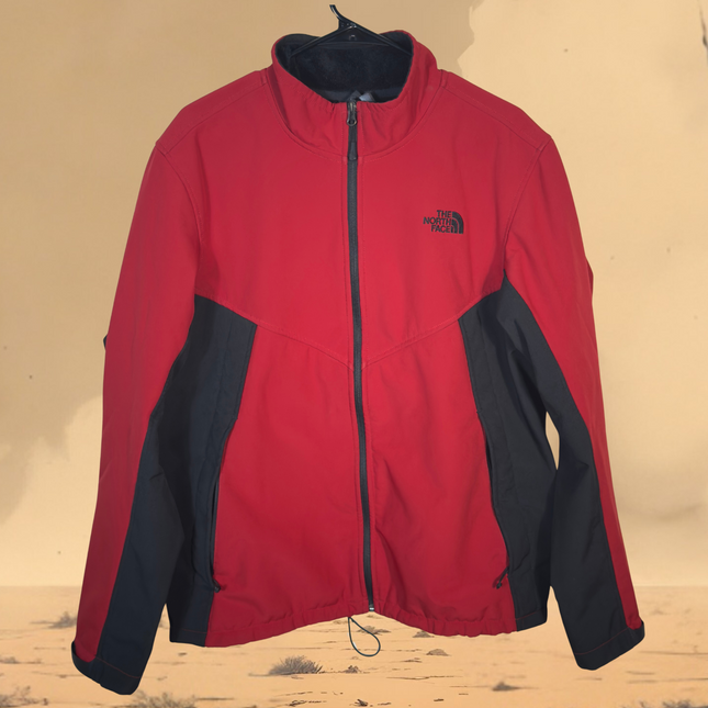 PreLoved The North Face Mens XL Softshell Jacket Red Black Full Zip Warm Coat