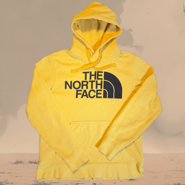 PreLoved The North Face Hoodie Mens Size S Yellow Pullover Sweatshirt Cotton Blend