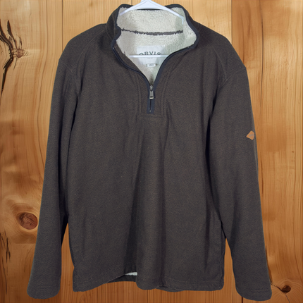 Orvis Mens Large Quarter Zip Pullover Sherpa Lined Brown Fleece Classic