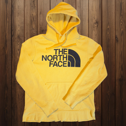 The North Face Hoodie Mens Size S Yellow Pullover Sweatshirt Cotton Blend