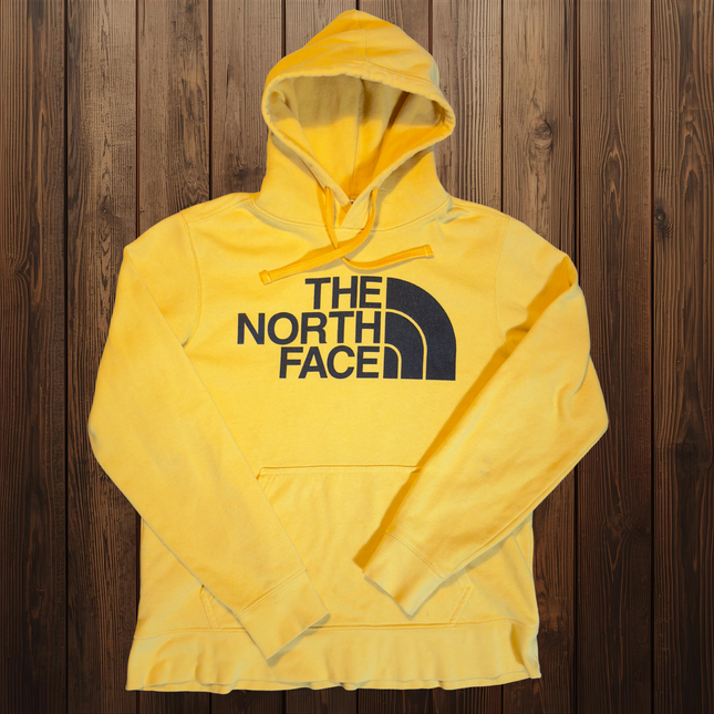 The North Face Hoodie Mens Size S Yellow Pullover Sweatshirt Cotton Blend