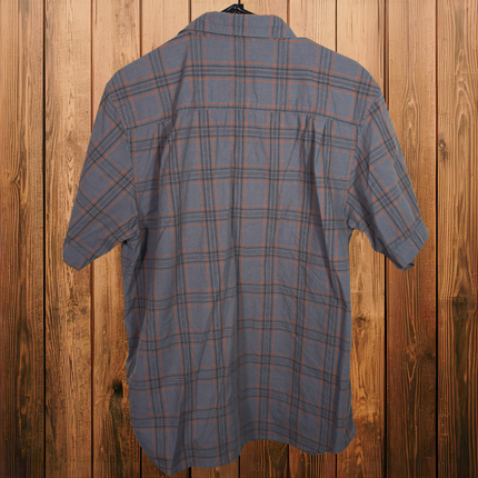 The North Face Mens Plaid Short Sleeve Button Up Shirt Large Gray Orange