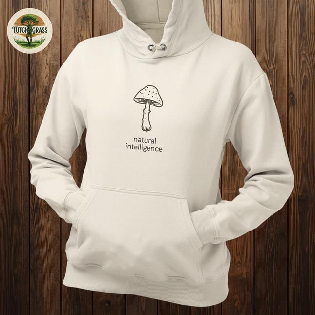 Natural Intelligence Mushroom Hoodie Soft Fleece Pullover Hooded Sweatshirt Natural