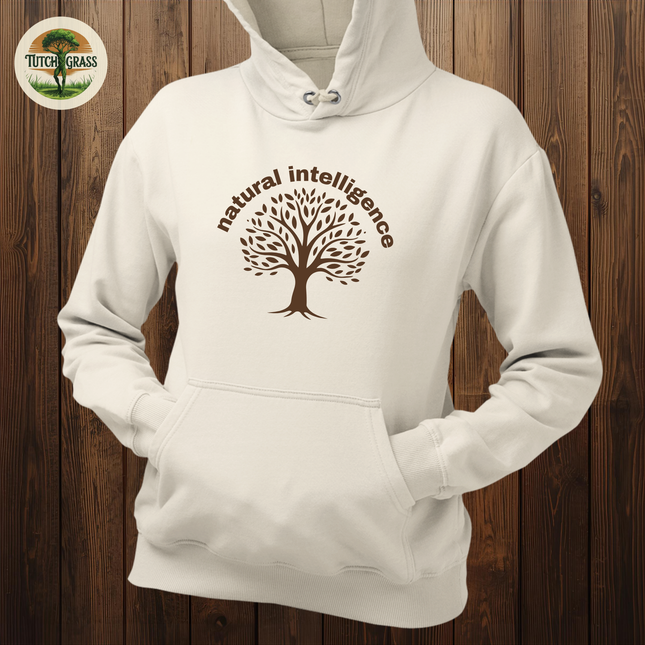 Anti-AI Natural Intelligence Tree Hoodie Soft Fleece Pullover Hooded Sweatshirt