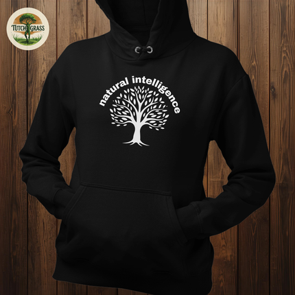 Anti-AI Natural Intelligence Tree Hoodie Soft Fleece Pullover Hooded Sweatshirt