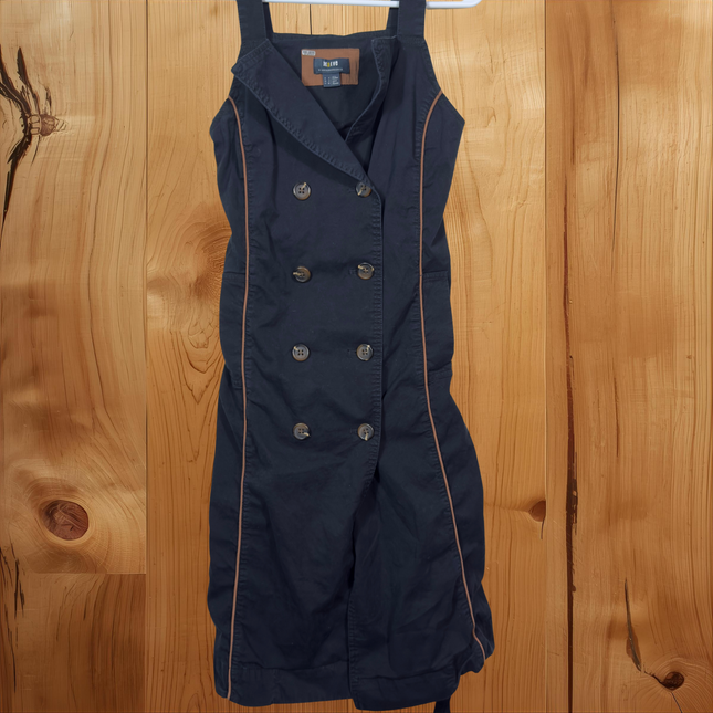 Maeve Anthropologie Dress Womens Size 4 Black Tan Trim Sleeveless Button Belted