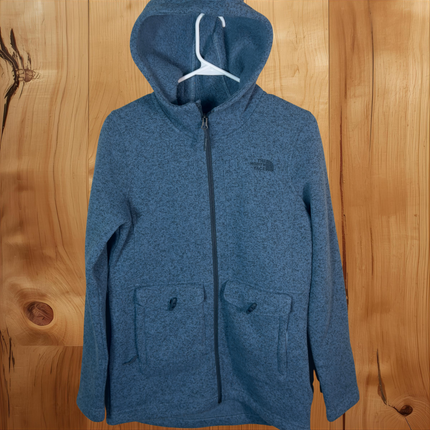 The North Face Womens Small Full Zip Fleece Hoodie Jacket Blue Pockets
