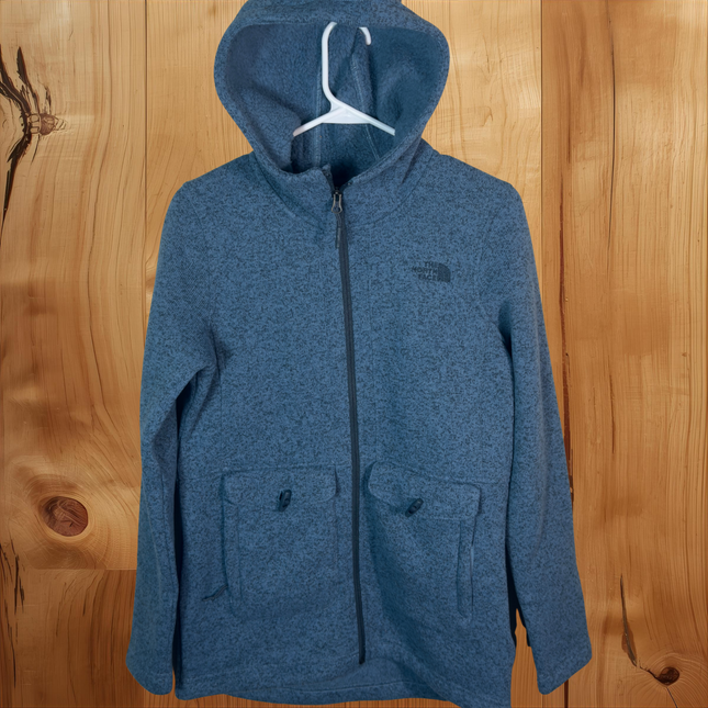 The North Face Womens Small Full Zip Fleece Hoodie Jacket Blue Pockets