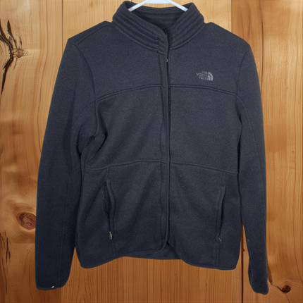 The North Face Womens Medium Full Zip Jacket Black Knit Fleece Sweater