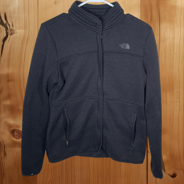 The North Face Womens Medium Full Zip Jacket Black Knit Fleece Sweater