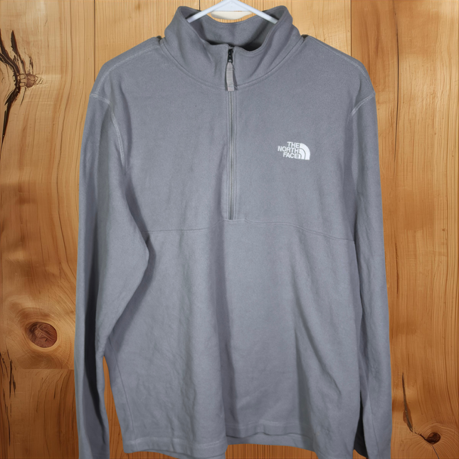 The North Face Mens Large Fleece Pullover Gray Quarter Zip Long Sleeve Light