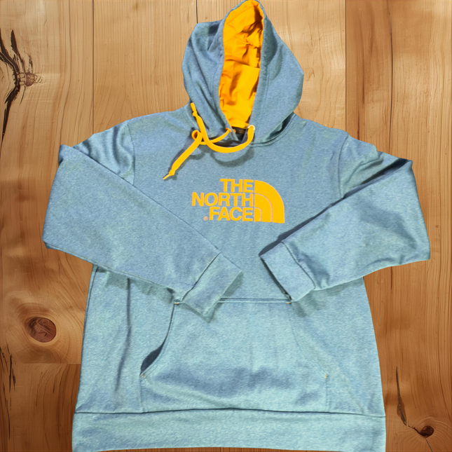 The North Face Mens Large Pullover Hoodie Sweatshirt Blue Yellow