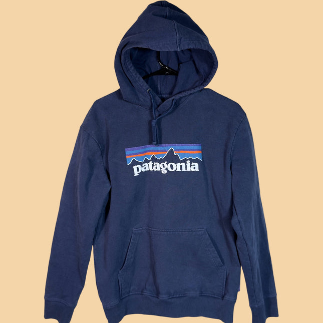 Patagonia Upcycle Hoodie Mens M Regular Fit Blue Logo Graphic Hooded Sweatshirt