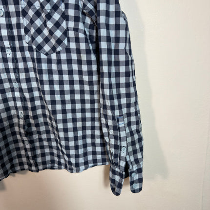 Patagonia Women's Button Down Long Sleeve Shirt Blue Gingham Check Size 8