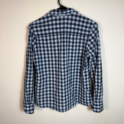 Patagonia Women's Button Down Long Sleeve Shirt Blue Gingham Check Size 8