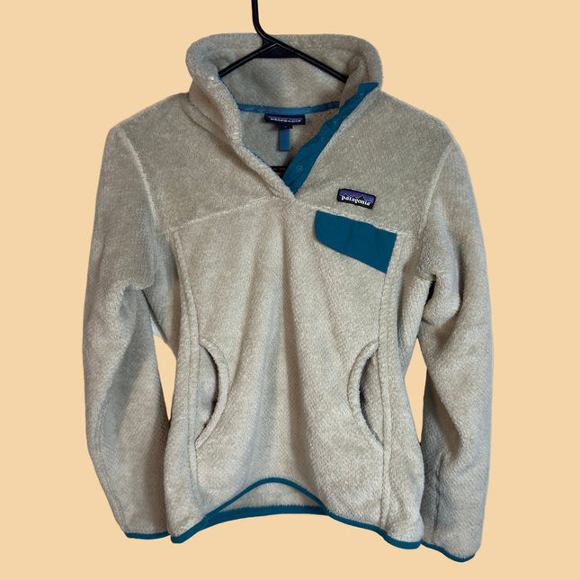 Patagonia Womens Small Retool Pullover Fleece Teal Trim