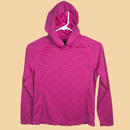 Marmot Hoodie Pullover Women's Large Pink Patterned Activewear Top Layer