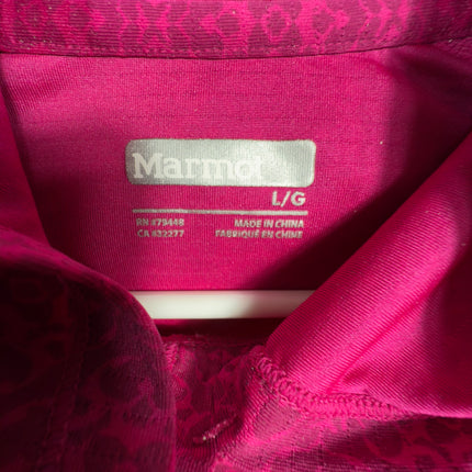 Marmot Hoodie Pullover Women's Large Pink Patterned Activewear Top Layer