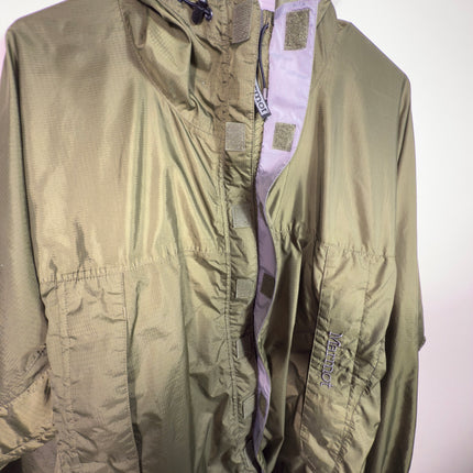 Marmot Men's Olive Green Lightweight Rain Jacket Hooded Size M Heavy Use