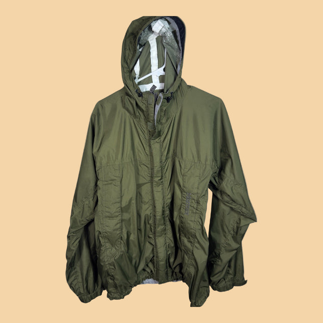 Marmot Men's Olive Green Lightweight Rain Jacket Hooded Size M Heavy Use