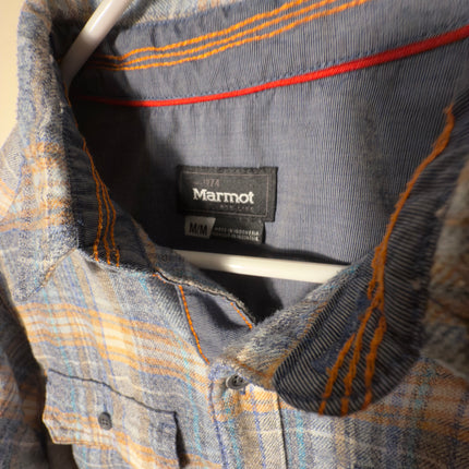 Marmot Mens Flannel Shirt Medium Plaid Long Sleeve Button Up Gorpcore