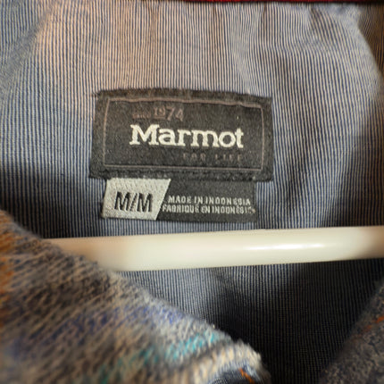 Marmot Mens Flannel Shirt Medium Plaid Long Sleeve Button Up Gorpcore