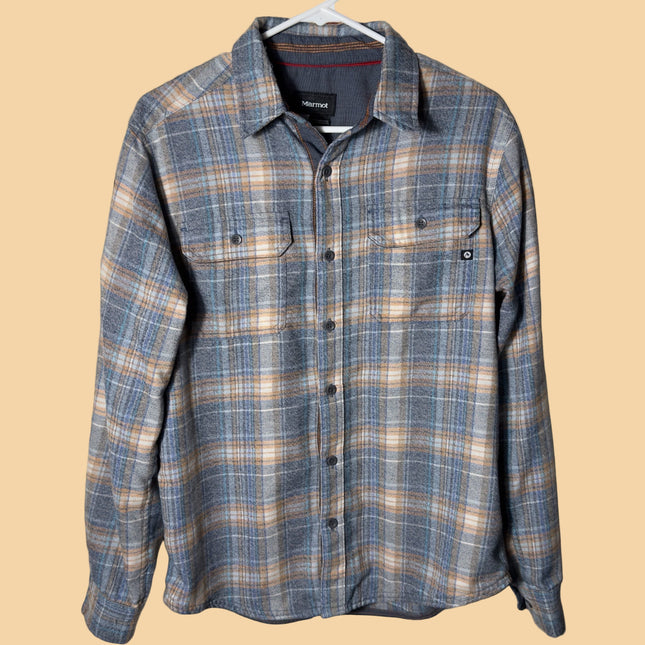 Marmot Mens Flannel Shirt Medium Plaid Long Sleeve Button Up Gorpcore