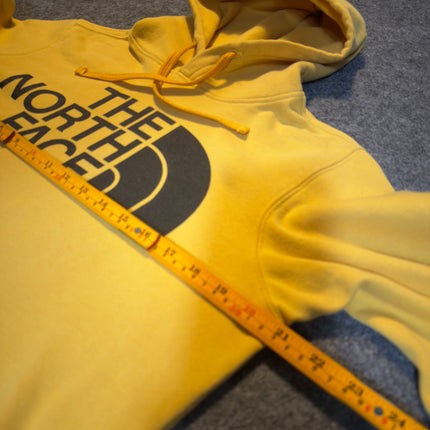 The North Face Hoodie Mens Size S Yellow Pullover Sweatshirt Cotton Blend