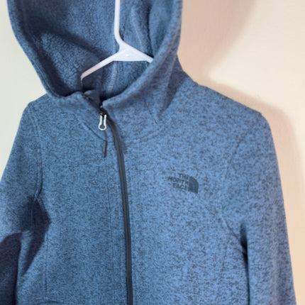 The North Face Womens Small Full Zip Fleece Hoodie Jacket Blue Pockets