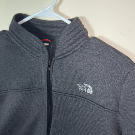 The North Face Womens Medium Full Zip Jacket Black Knit Fleece Sweater