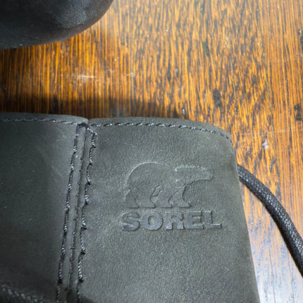 Sorel Women's Black Leather Lace Up Wedge Heel Ankle Boots Size 9.5 Heal 3.5