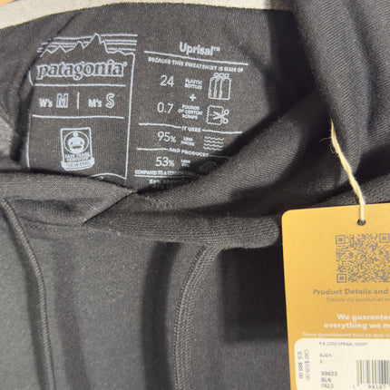Patagonia Mens Small SP-6 Logo Uprisal Hoodie Black Sweatshirt New with Tags