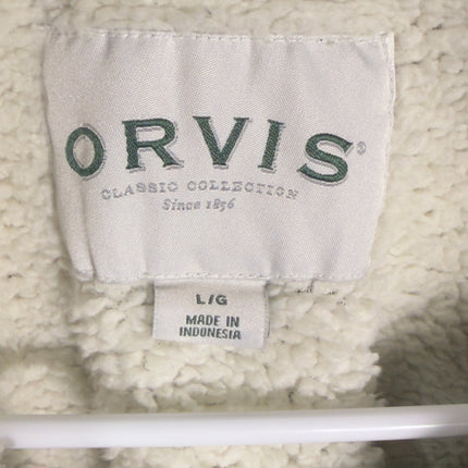 Orvis Mens Large Quarter Zip Pullover Sherpa Lined Brown Fleece Classic