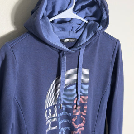 The North Face Womens Hoodie Small Blue Pullover Graphic Logo Athleisure