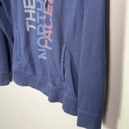The North Face Womens Hoodie Small Blue Pullover Graphic Logo Athleisure