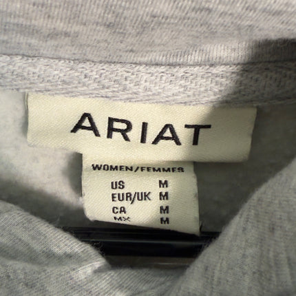 PreLoved Ariat Gray Hoodie Women's Size M Sweatshirt Pink Logo Western Casual Very Soft