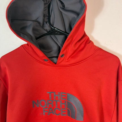 PreLoved The North Face Red Hoodie Mens XL Pullover Fleece Logo Gray Lined Hood