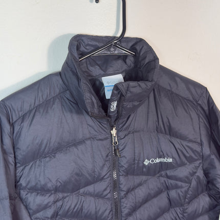 PreLoved Columbia Womens Medium Down Puffer Jacket Black Full Zip Lightweight 650